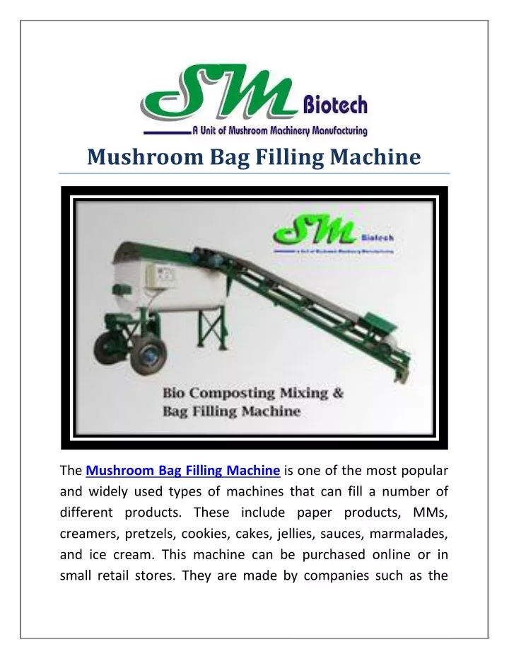 mushroom bag filling machine