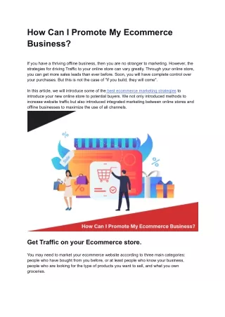 How Can I Promote My Ecommerce Business?