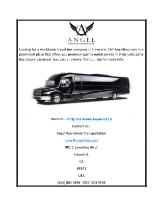 Party Bus Rental Hayward CA | Angellimo.com