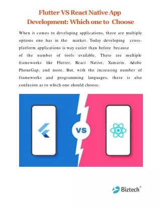 Flutter VS React Native App Development Which one to Choose