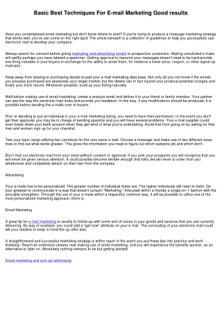 basic best techniques for e mail marketing good