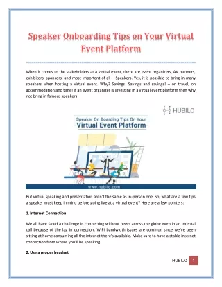 Speaker onboarding tips on your virtual event platform