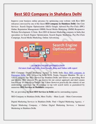 Best SEO Company in Shahdara Delhi | SMO and SEO Services in Delhi
