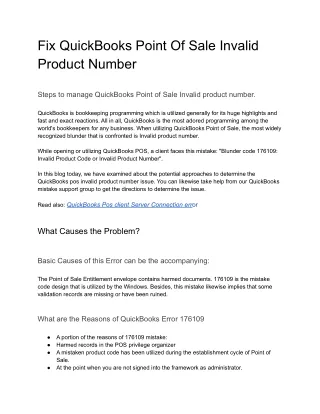fix quickbooks point of sale invalid product
