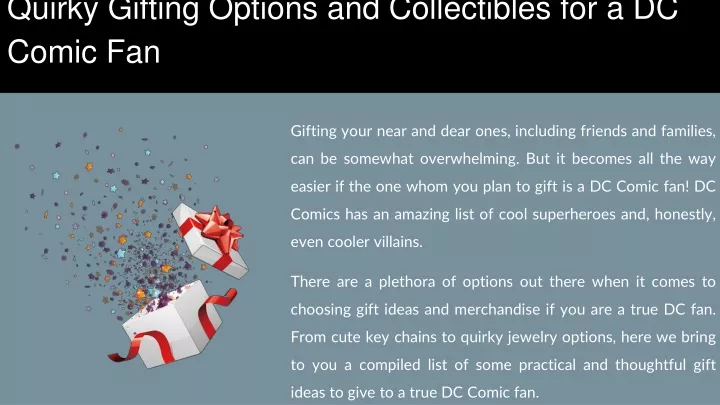 quirky gifting options and collectibles for a dc comic fan