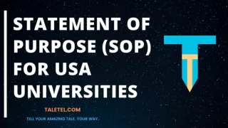 Statement of Purpose for USA Universities