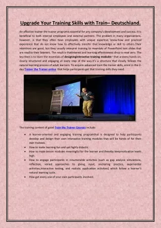 Upgrade Your Training Skills with Train– Deutschland.