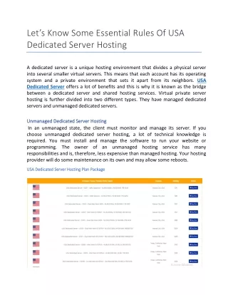 let s know some essential rules of usa dedicated