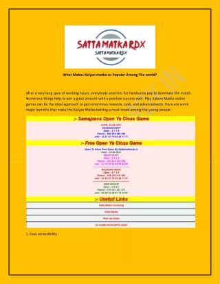 what makes kalyan matka so popular among the world