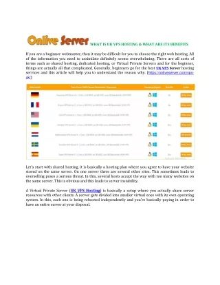 what is uk vps hosting what are its benefits