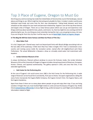 Top 3 Place to Must in Eugene Oregon