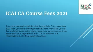 ICAI CA Course Fees 2021