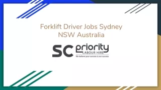Forklift Driver Jobs Sydney NSW Australia
