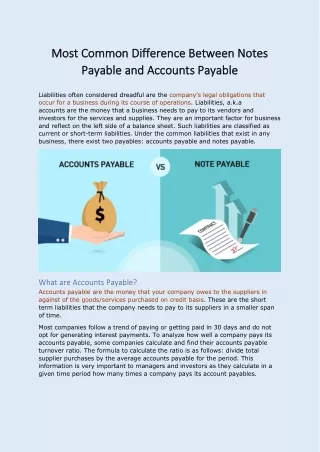 Most Common Difference Between Accounts Payable and Notes Payable