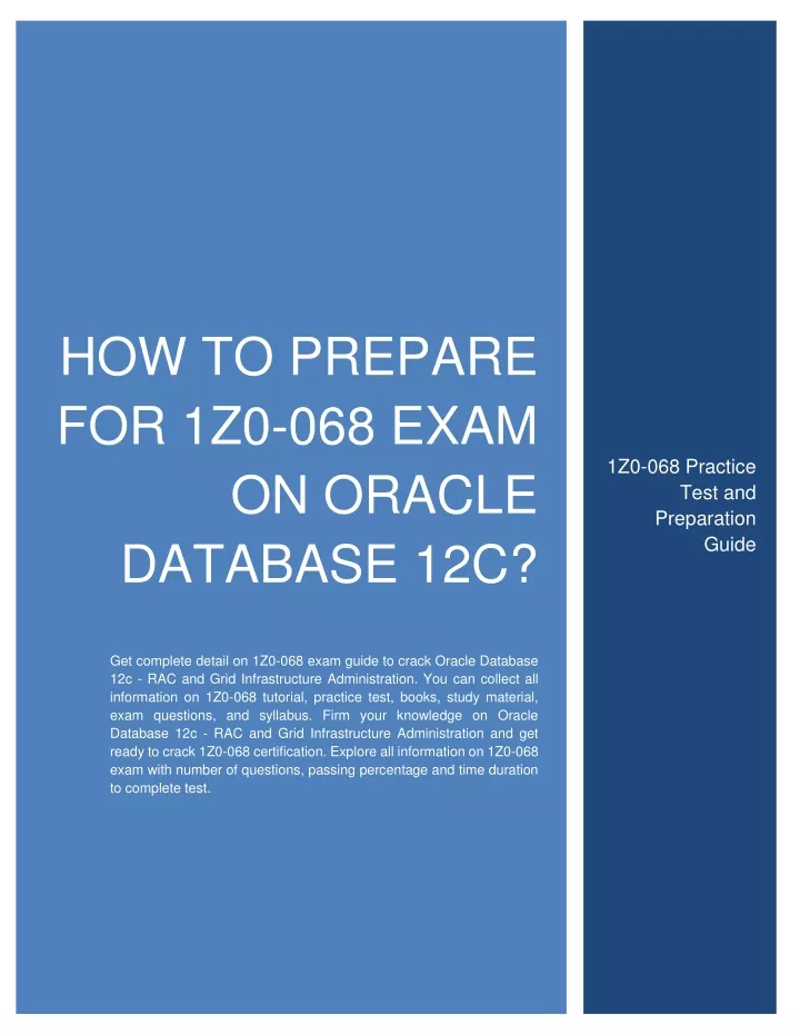 how to prepare for 1z0 068 exam on oracle