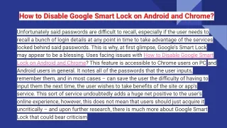 How to Disable Google Smart Lock on Android and Chrome?