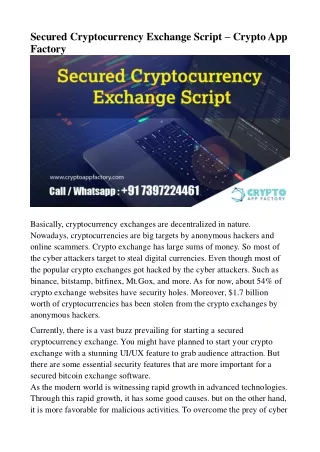 secured cryptocurrency exchange script crypto