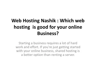 web hosting nashik which web hosting is good for your online business