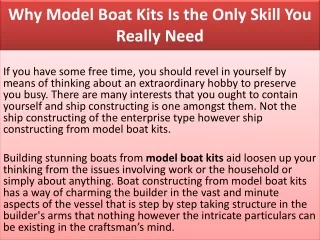why model boat kits is the only skill you really need