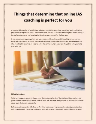 Things that determine that online IAS coaching is perfect for you