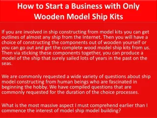 how to start a business with only wooden model ship kits