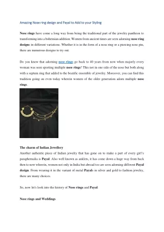 Amazing Nose ring design and Payal to Add to your Styling