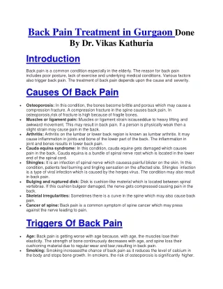 Back Pain Treatment in Gurgaon Done By Dr. Vikas Kathuria