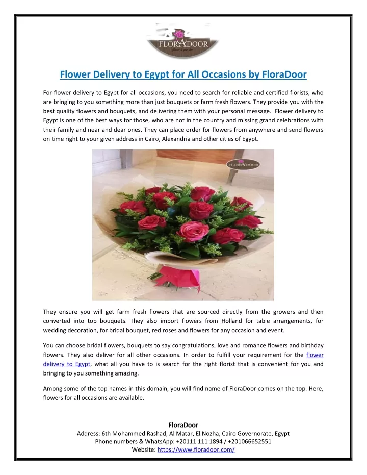 flower delivery to egypt for all occasions