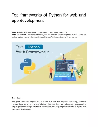 Top frameworks of Python for web and app development