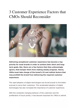 3 Customer Experience Factors that CMOs Should Reconsider