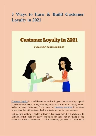 5 Ways to Earn & Build Customer Loyalty in 2021