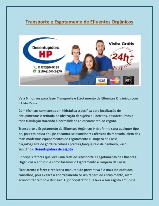 transporte e esgotamento de efluentes org nicos