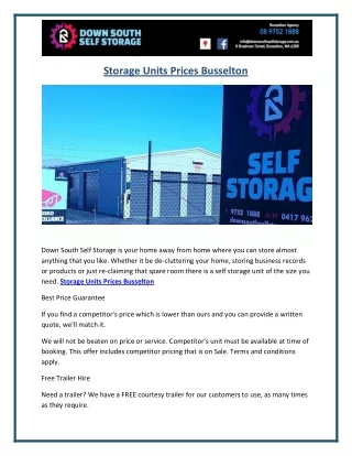 storage units prices busselton