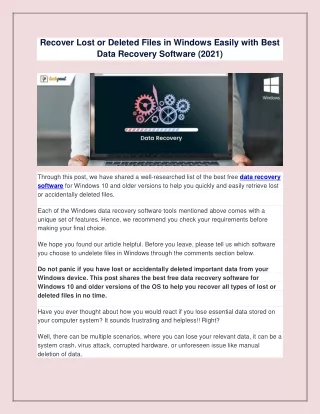 recover lost or deleted files in windows easily