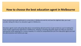 how to choose the best education agent in melbourne