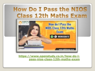 How Do I Pass the NIOS Class 12th Maths Exam