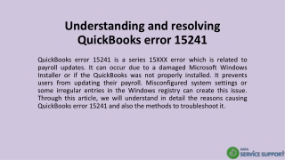 understanding and resolving quickbooks error 15241