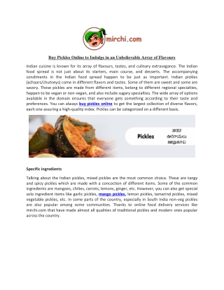 buy pickles online to indulge in an unbelievable
