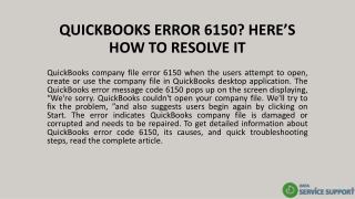quickbooks error 6150 here s how to resolve it