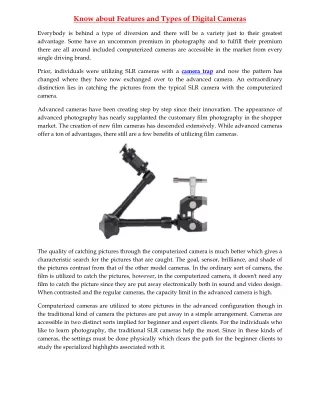 know about features and types of digital cameras