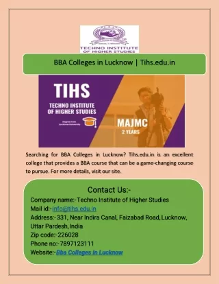 bba colleges in lucknow tihs edu in
