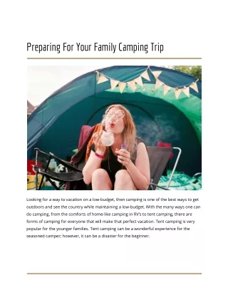 Preparing For Your Family Camping Trip