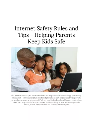 Internet Safety Rules and Tips - Helping Parents Keep Kids Safe