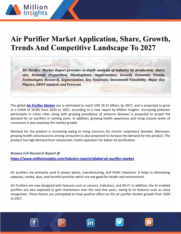 air purifier market application share growth