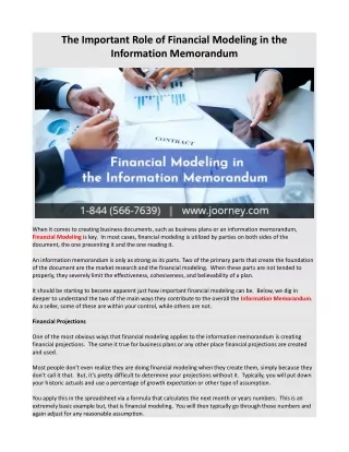 the important role of financial modeling