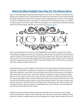 select the most suitable floor rug for the rooms