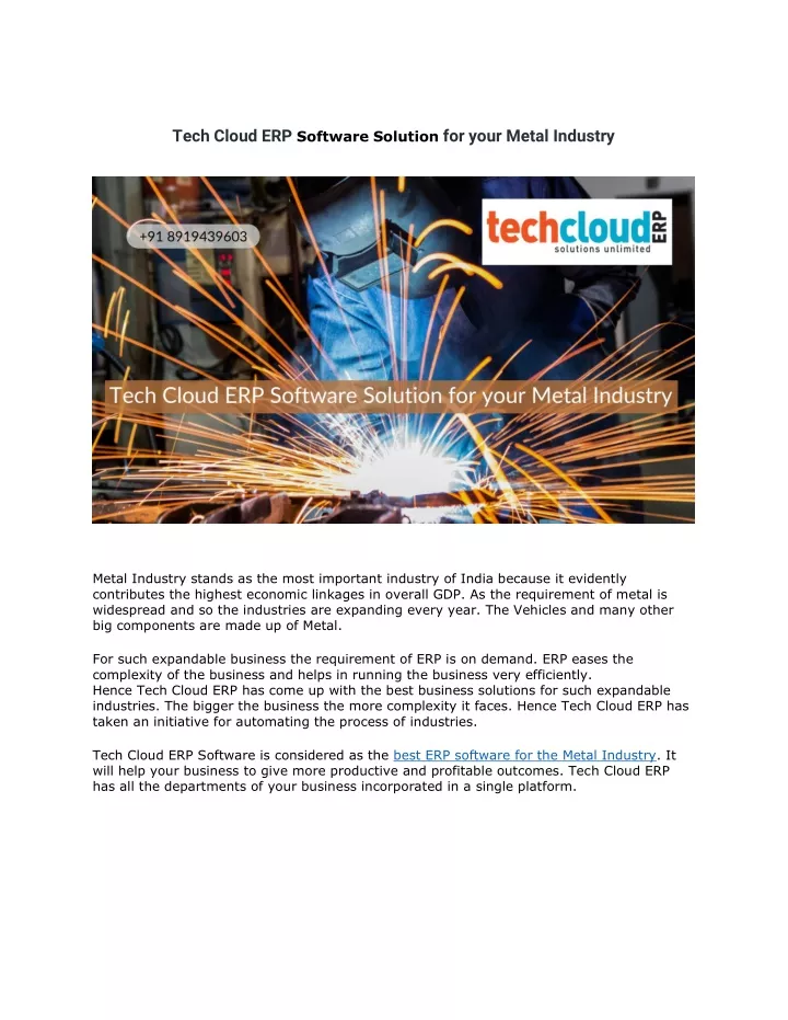 tech cloud erp software solution for your metal