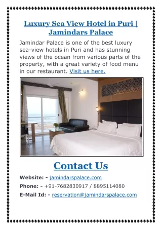 Luxury Sea View Hotel in Puri