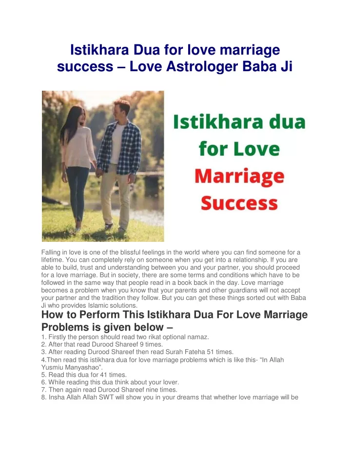 istikhara dua for love marriage success love astrologer baba ji