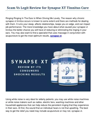 Cure for Tinnitus - Synapse XT (2021 Review)